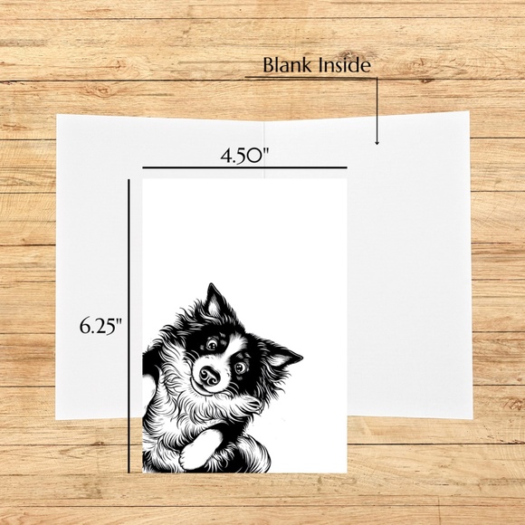 Whimsical Border Collie Blank Notecards with Peel and Stick Envelopes - Picture 5 of 11